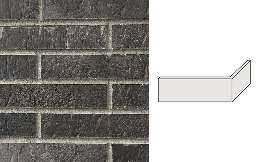 Клинкерная плитка угловая INTERBAU RetroBrick, INT 333 Anthrazit, 290*115*52*12 мм