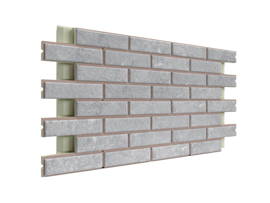 Термопанель ППУ с клинкерной плиткой толщиной 12 мм BestPoint Exclusive Cement Gray 1166*616*65 мм