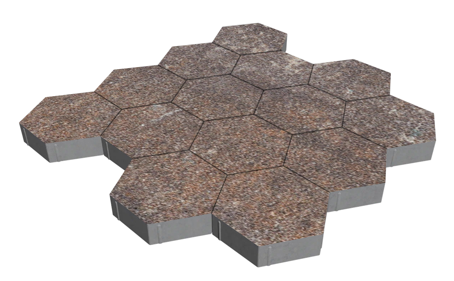 Плитка тротуарная SteinRus Гексаэдр Б.6(М).Ф.8, Native, Сепия, 350*300*80 мм