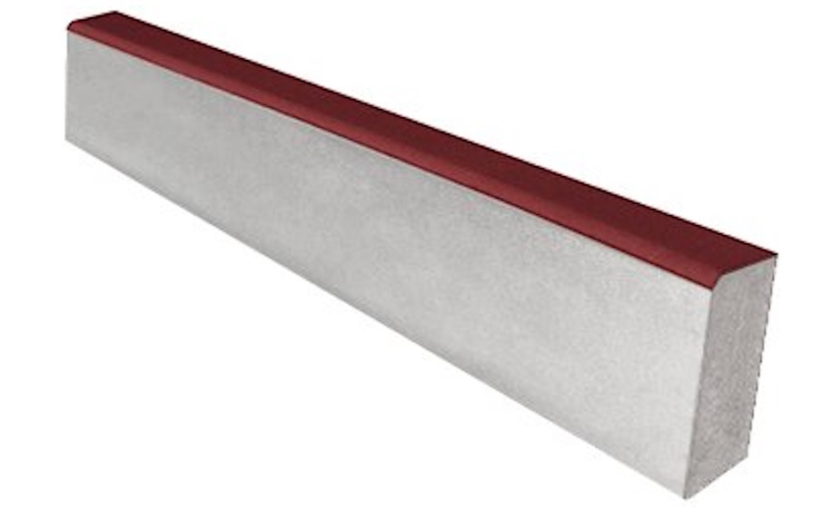 Садовый бордюр SteinRus, БР 100.20.8R, гладкая, частичный прокрас, красный, 1000*200*80 мм