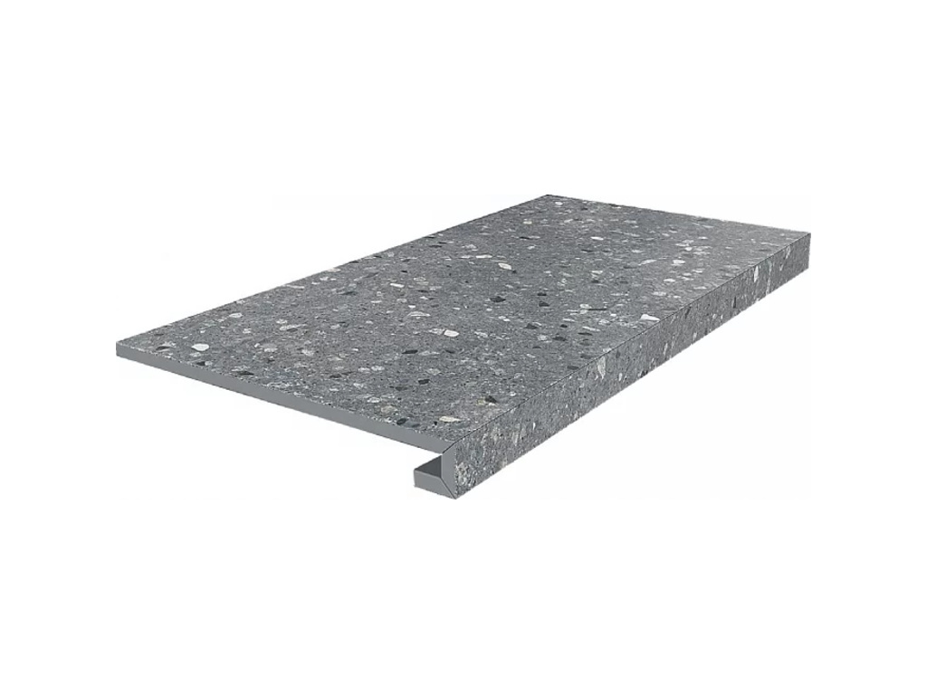 Ступень клееная KERAMA MARAZZI Терраццо серый темный необрезная, 600*330*9 мм