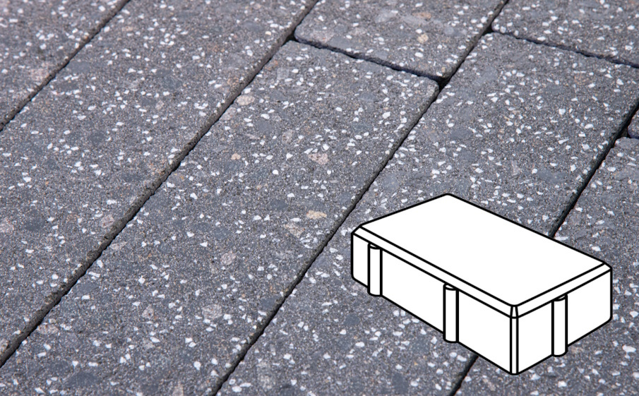 Плитка тротуарная Готика Granite FINERRO, Брусчатка В.2.П.8, Ильменит 200*100*80 мм