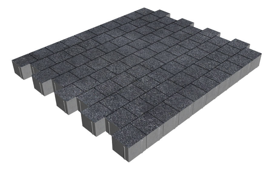 Плитка тротуарная SteinRus Армор В.2.К.8, Backwash, Неро, 100*100*80 мм