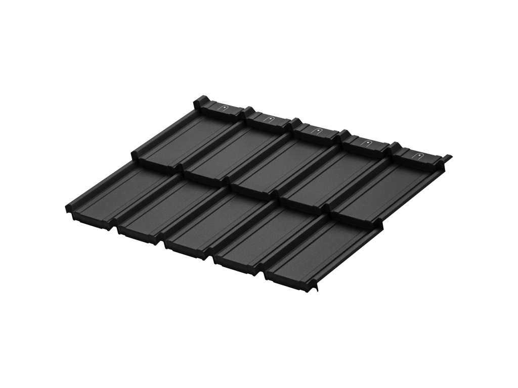 Модульная металлочерепица Aquasystem Берген XXL PU RoofTop Кашемир RAL 9005, 1165*865 мм