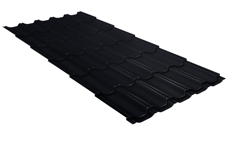 Металлочерепица Grand Line Kvinta plus PurPro Matt RAL 9005 черный