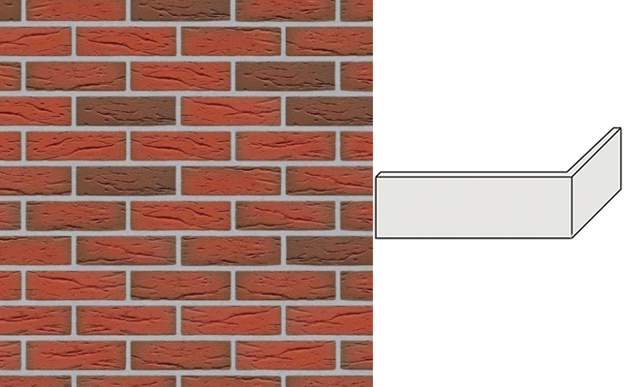 Клинкерная плитка угловая ручной формовки Feldhaus Klinker NF 9 W436 ardor mana 240*71*115*9 мм