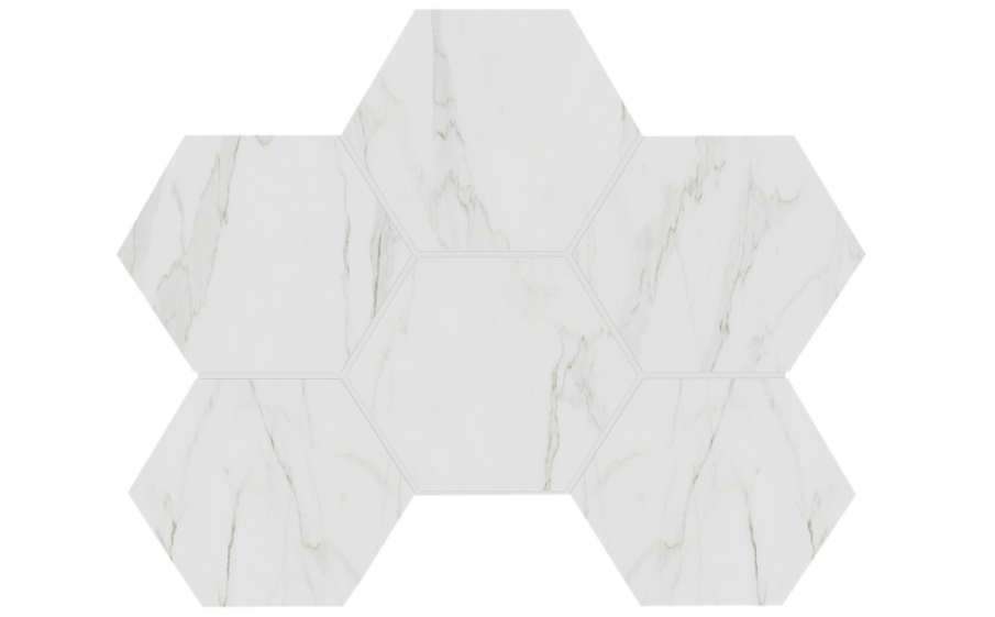Мозаика Hexagon Estima Alba AB01, неполированный 285*250 мм
