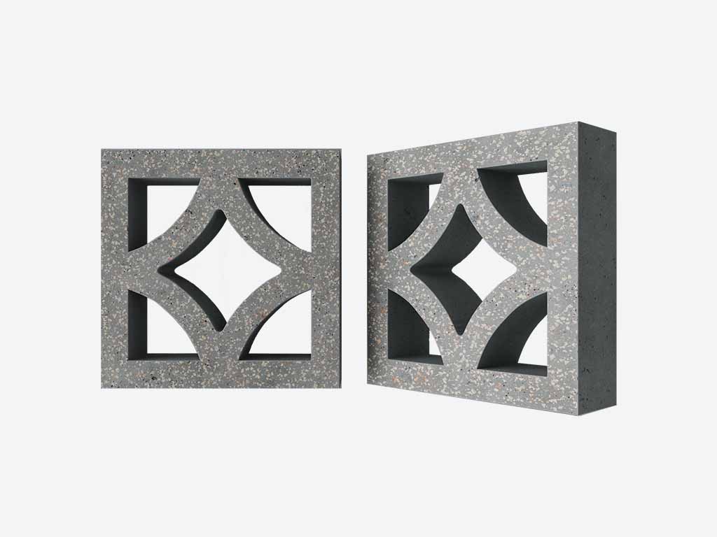 Декоративный бриз-блок Mesterra Кобого / Cobogo 0301, серый LUX, 250*250*70 мм