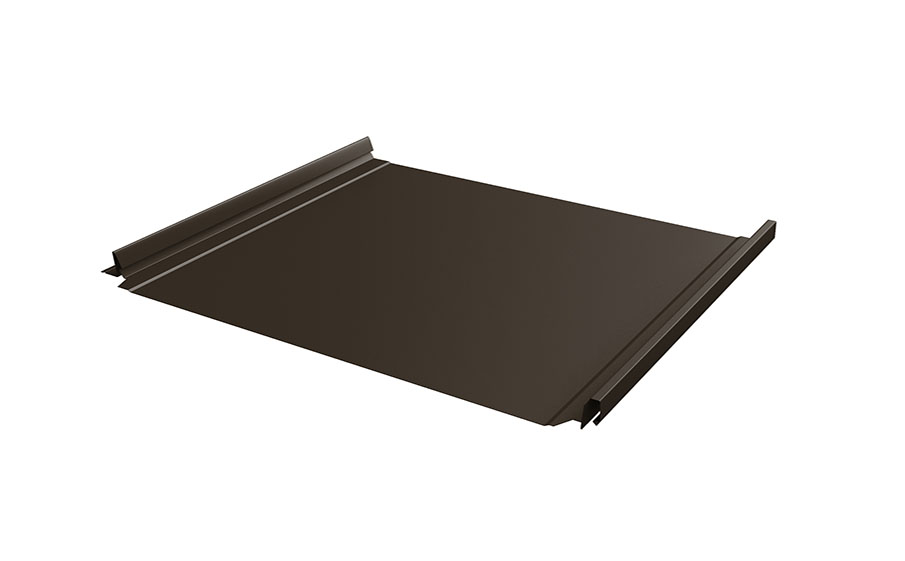 Фальцевая кровля Grand Line Кликфальц® Pro Satin Matt с пленкой на замках RR 32 темно-коричневый