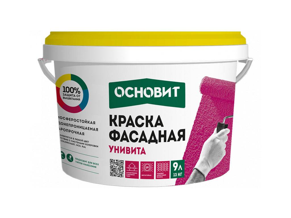 Фасадная акриловая краска Основит УНИВИТА САс91, прозрачная база, 13 кг