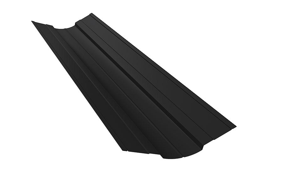 Планка ендовы верхней фигурной 70*70 мм Grand Line Rooftop Бархат RAL 9005, 2,5 м