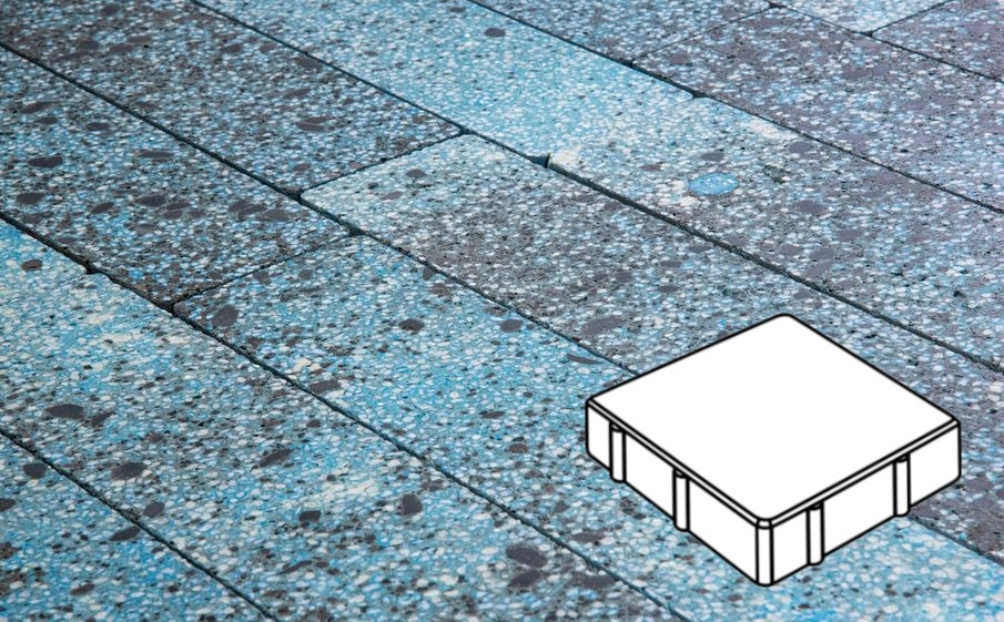 Плитка тротуарная Готика, Granite FINO, Квадрат В.1.К.8, Азул Бахия, 150*150*80 мм