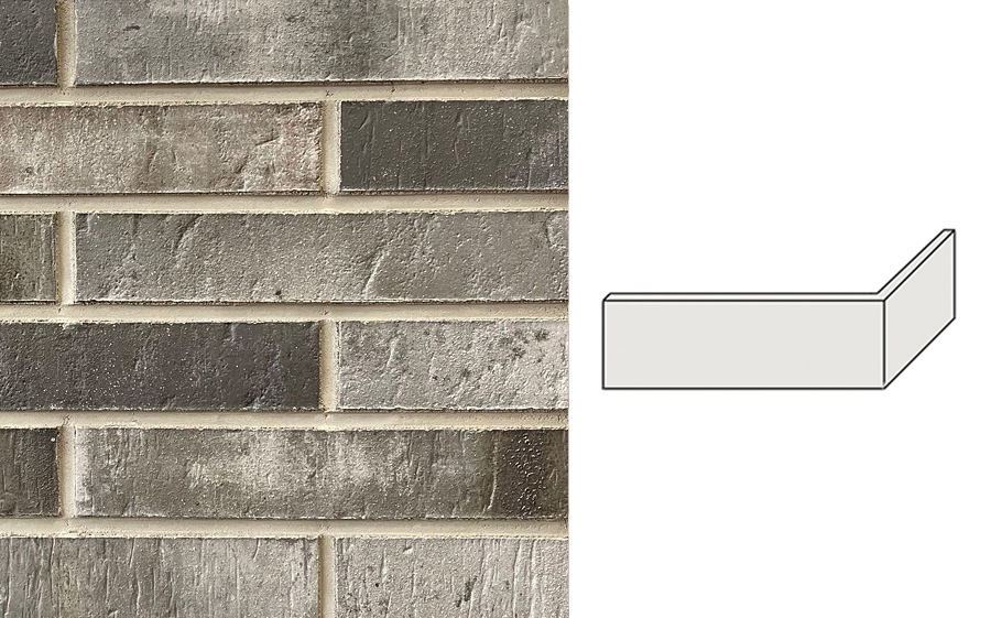 Клинкерная плитка угловая INTERBAU RetroBrick, INT 338 Cremegrau, 290*115*52*12 мм