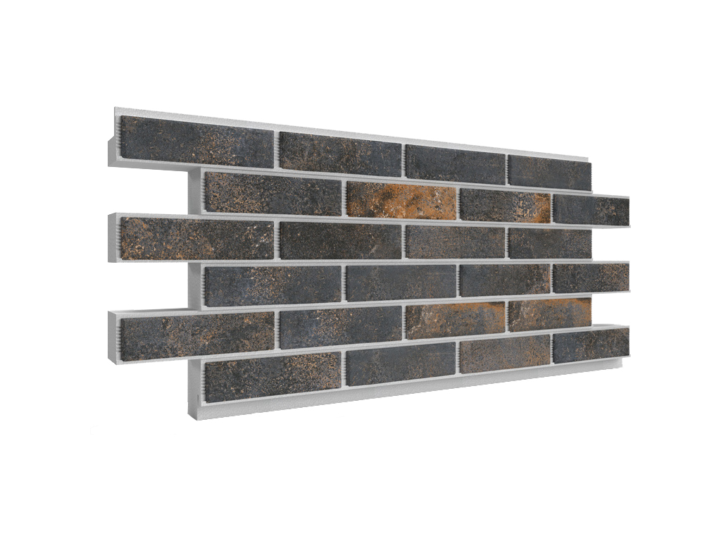 Термопанель ППС с клинкерной плиткой толщиной 8,5 мм BestPoint Exclusive Metal Dark 1145*470*60 мм