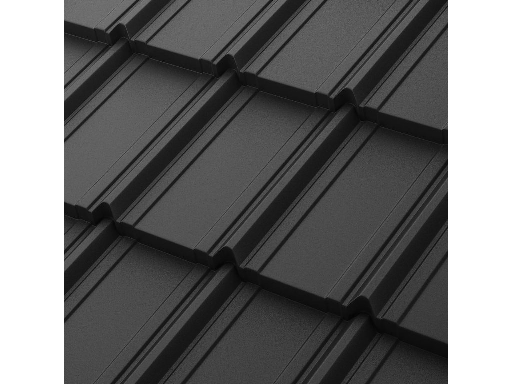 Модульная металлочерепица Aquasystem Берген PE RoofTop Бархат RAL 9005, 1165*765 мм