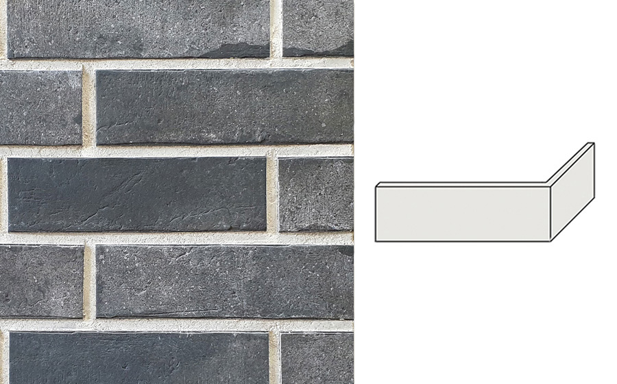 Клинкерная плитка угловая INTERBAU Brick Loft, INT 576 Anthrazit, 240*115*52*10 мм
