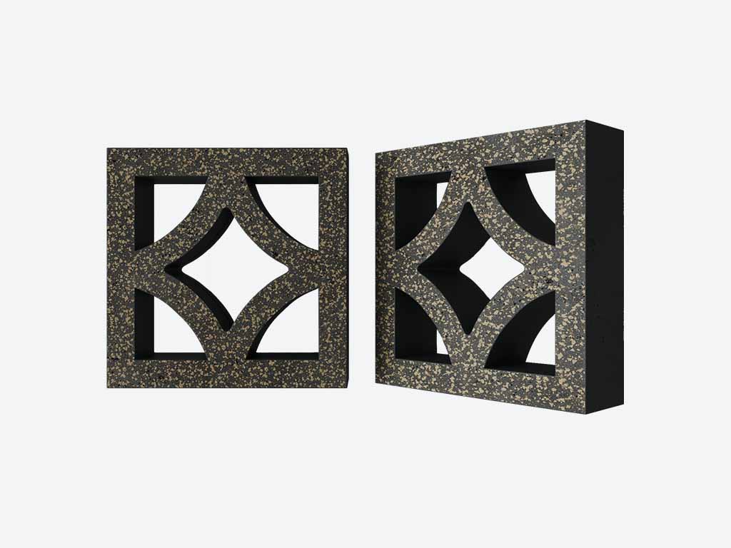 Декоративный бриз-блок Mesterra Кобого / Cobogo 0301, черный LUX, 250*250*70 мм