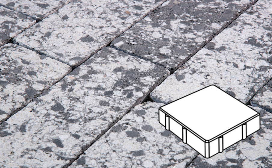 Плитка тротуарная Готика Granite FINERRO, Квадрат В.1.К.8, Диорит 150*150*80 мм