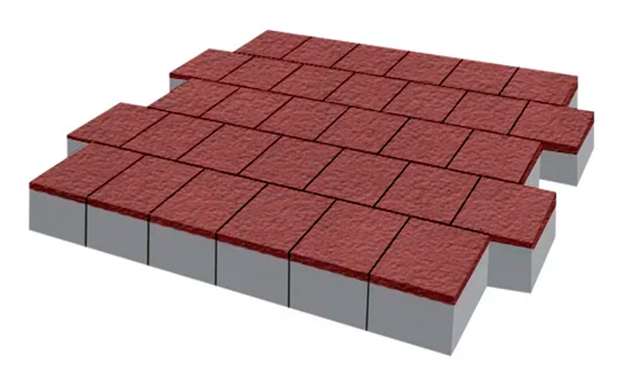 Плитка тротуарная SteinRus Армор В.2.К.8, Old-age, красный, 100*100*100 мм