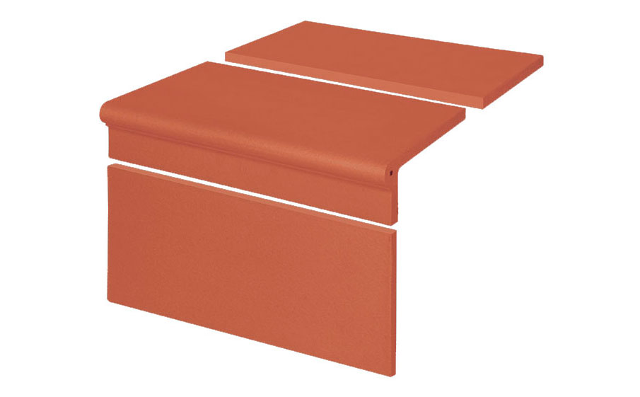 Клинкерный романский набор ступени King Klinker рифленый 01 Ruby red, 330/175*245*12 мм