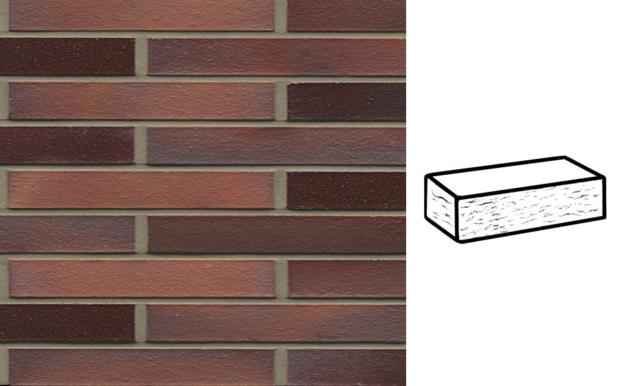 Кирпич клинкерный Muhr 04 EG Rotbraun-bunt Edelglanz рустик, 290*90*40 мм