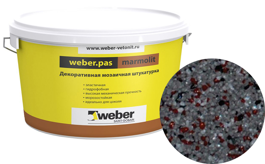 Декоративная мозаичная штукатурка weber.pas marmolit, k1, 25 кг