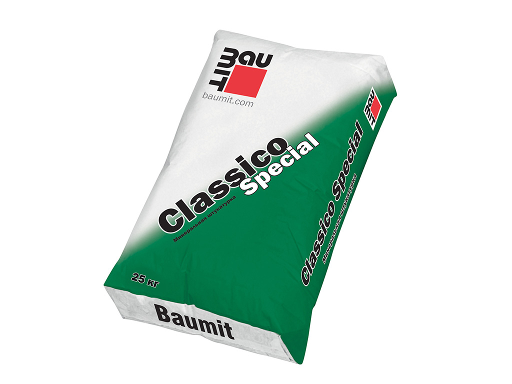 Минеральная штукатурка Baumit Classico Special, шуба 1,5 мм, супербелая, 25 кг