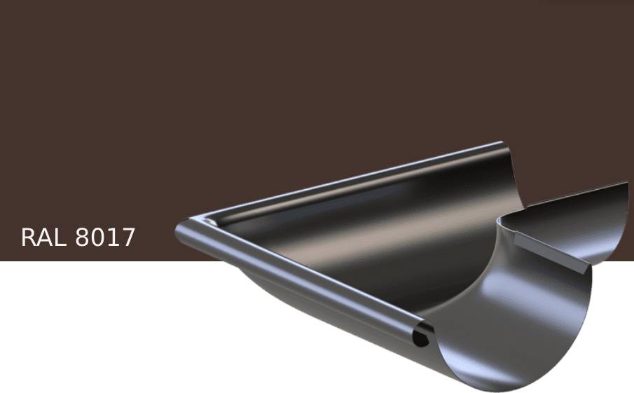 Угол желоба внешний KROP STAL 90 градусов для системы D 150/100 мм, RAL 8017