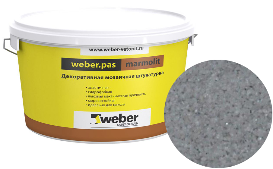 Декоративная мозаичная штукатурка weber.pas marmolit, k13 S, 25 кг
