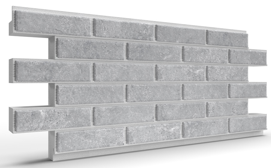 Термопанель на пенополистироле (ППС) с клинкерной плиткой BestPoint Exclusive Cement Gray 1145*470*40 мм