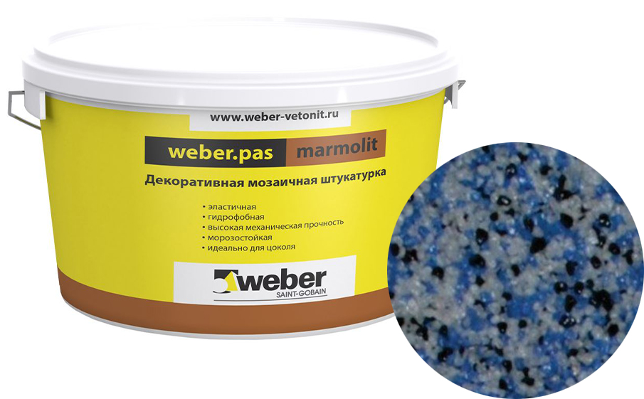 Декоративная мозаичная штукатурка weber.pas marmolit, k12, 25 кг
