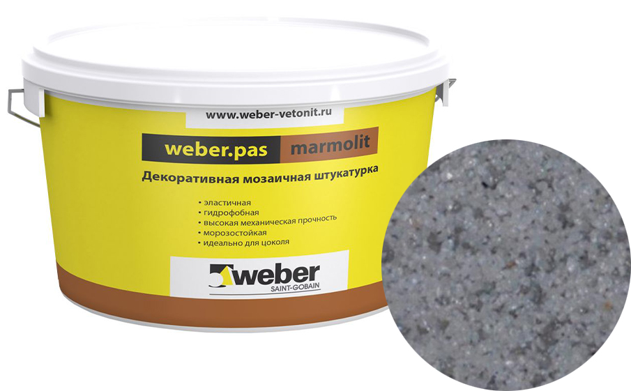 Декоративная мозаичная штукатурка weber.pas marmolit, k18, 25 кг