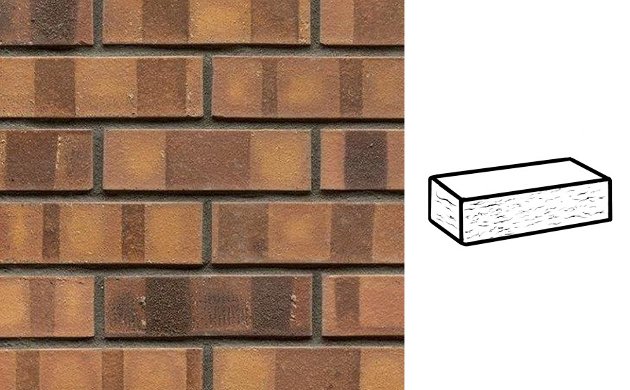 Кирпич клинкерный Muhr 08 K Lachsrot Kohle рустик, 240*55*71 мм
