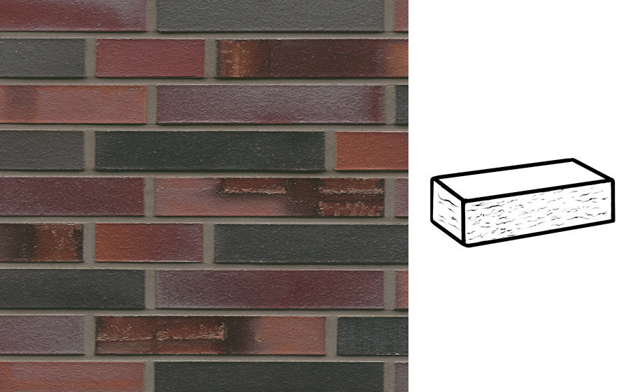 Кирпич клинкерный Muhr 29 S Schwarzblau-bunt Spezial рустик, 240*90*40 мм