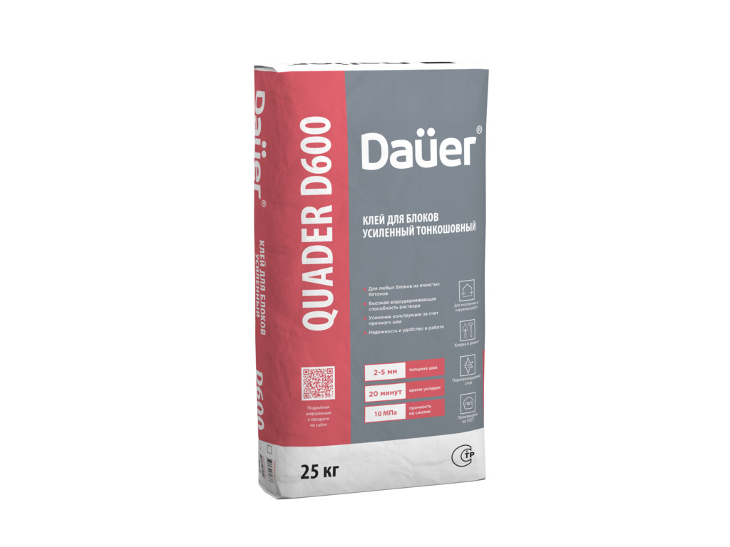 Клей монтажный тонкошовный Dauer QUADER D600, 25 кг