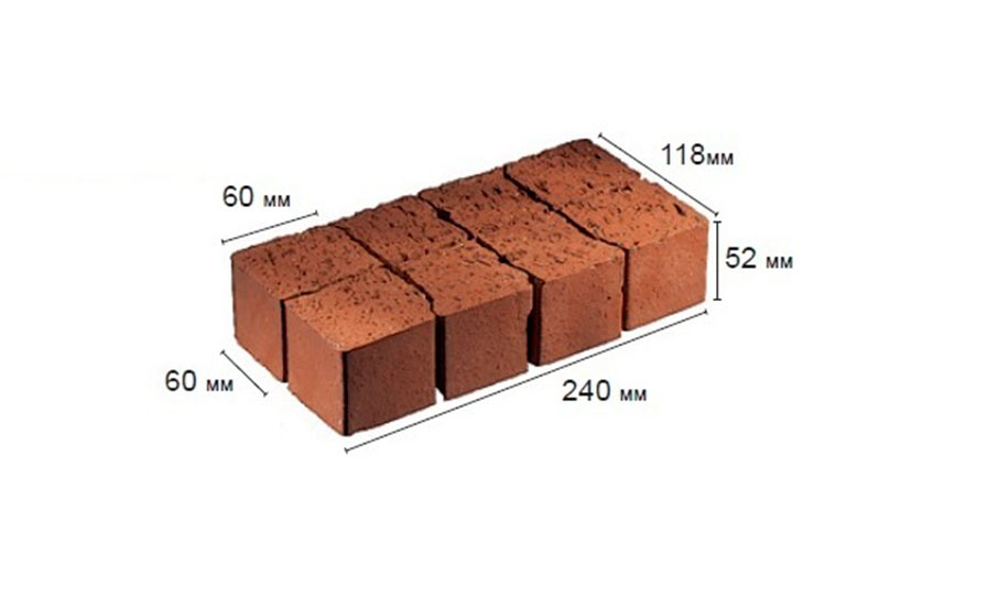 Клинкерная мозаика Feldhaus Klinker DF М502 umbra plano, 240*118*52 мм (8 частей (60*60*52мм)