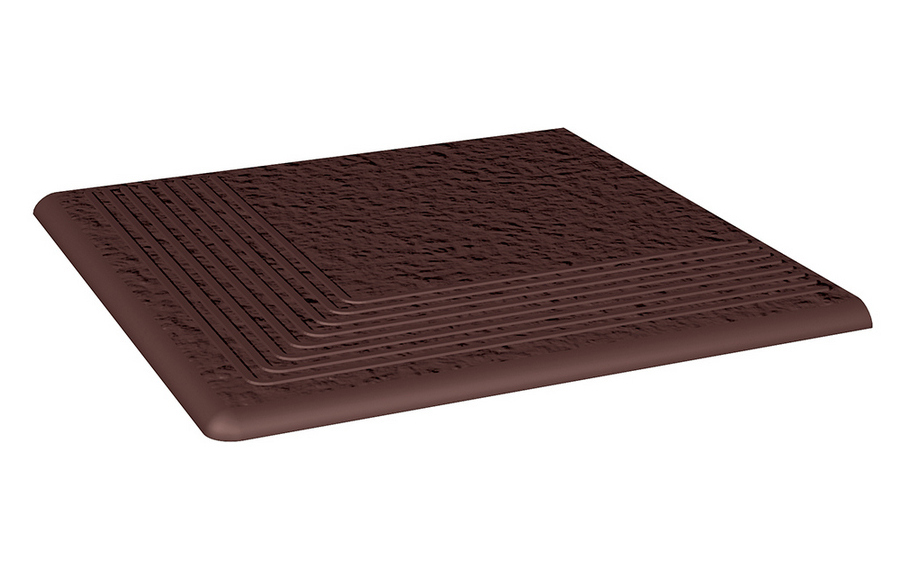 Клинкерная угловая ступень Paradyz Natural Brown, структурная, 300*300*11 мм