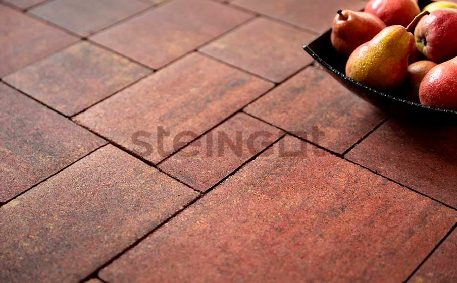 Плитка тротуарная Steingot Колормикс, Бавария, Терракота (Terracotta), комплект 4 шт, толщина 60 мм