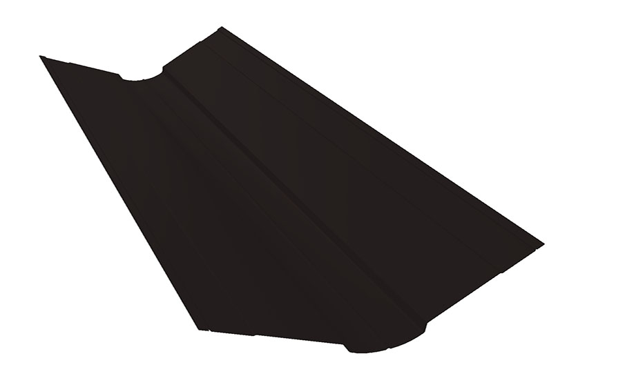 Планка ендовы верхней фигурной 100*100 мм Grand Line Rooftop Бархат RAL 9005, 3 м