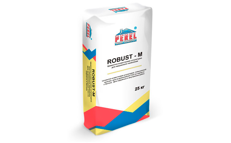 Цементно-известковая штукатурка Perel Robust-M 5514, зимняя, 25 кг
