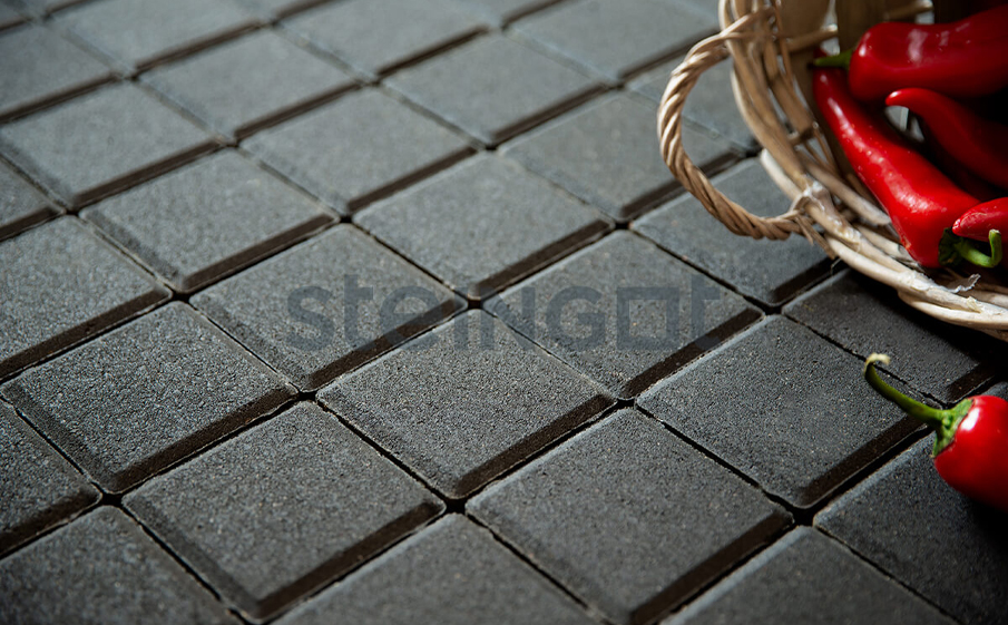 Плитка тротуарная Steingot Моноцвет, Квадрат, черный, 100*100*80 мм