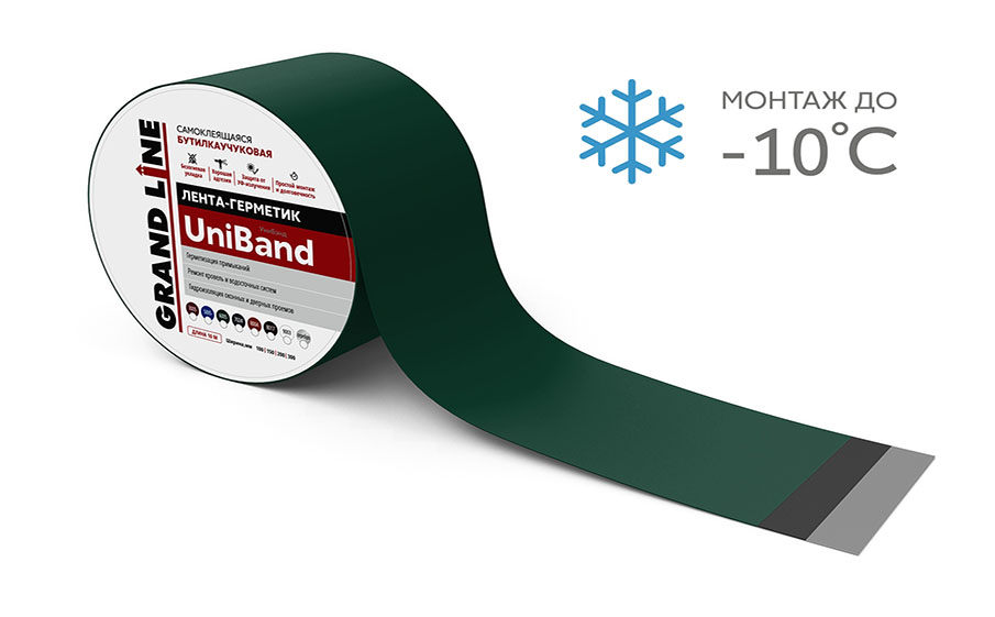 Герметизирующая лента Grand Line UniBand RAL 6005 зеленый, 1000*30 см