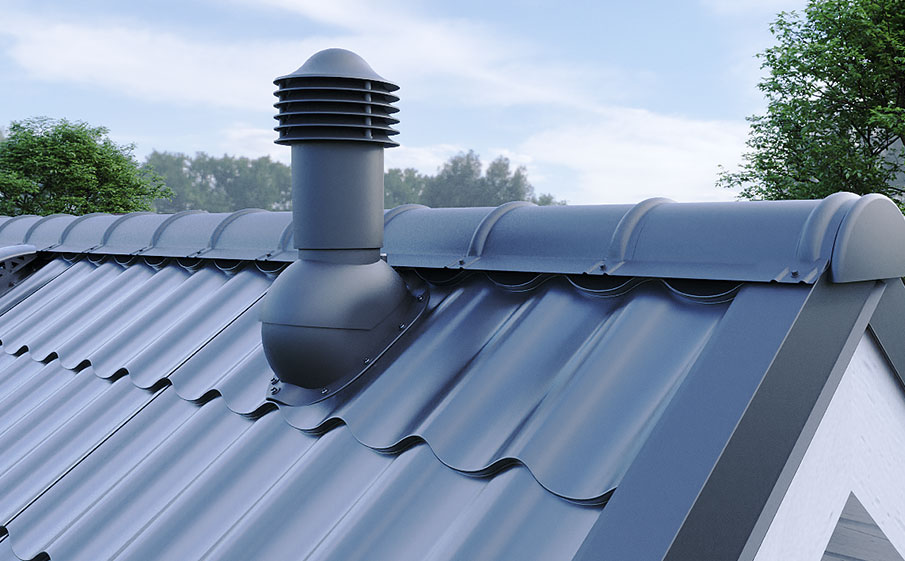 Труба вентиляционная Viotto с универсальным проходным элементом d=125 мм утепленная, RAL 8019 серо-коричневый