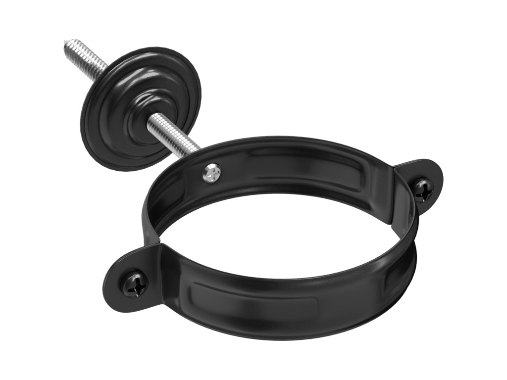Хомут Aquasystem с комплектом крепления PE dRain RAL 9005 для системы D 125/90 мм