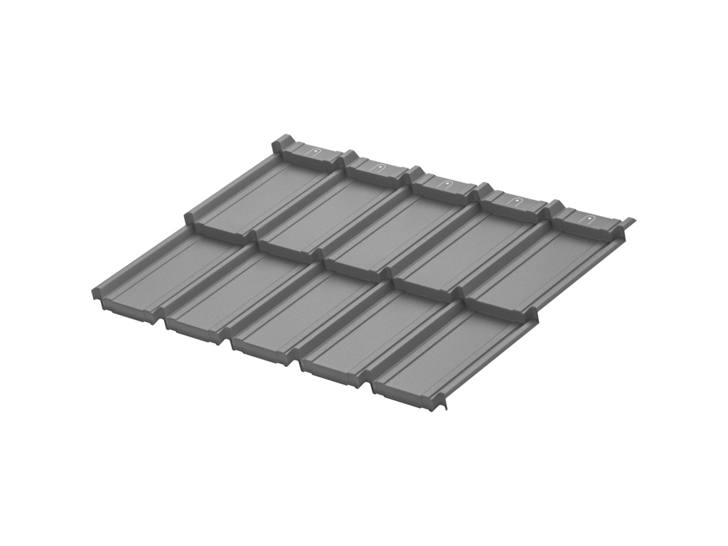Модульная металлочерепица Aquasystem Берген PU RoofTop Кашемир RAL 7024, 1165*765 мм
