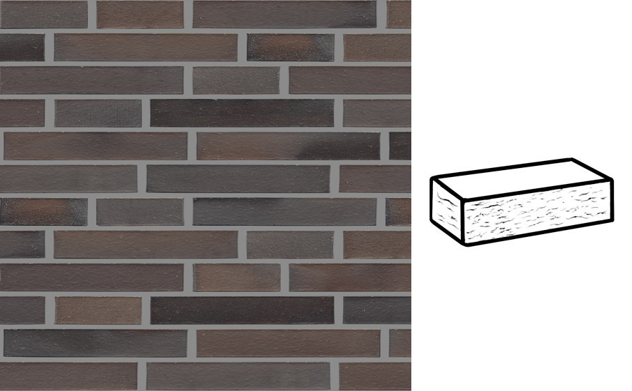 Кирпич клинкерный Muhr 33 A Schwarz-Braun рустик, 290*90*40 мм
