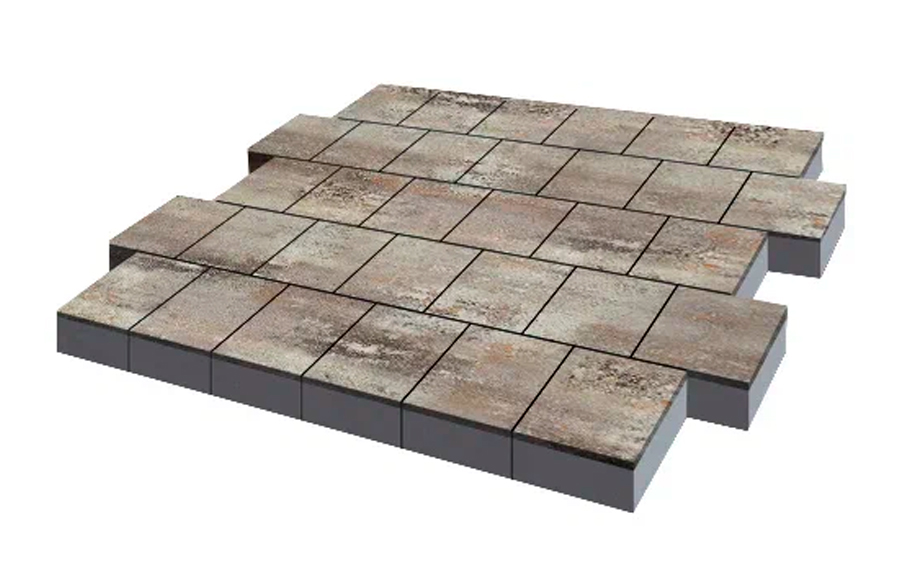 Плитка тротуарная SteinRus, Valencia Б.3.К.8, гладкая, ColorMix Берилл, 300*300*80 мм