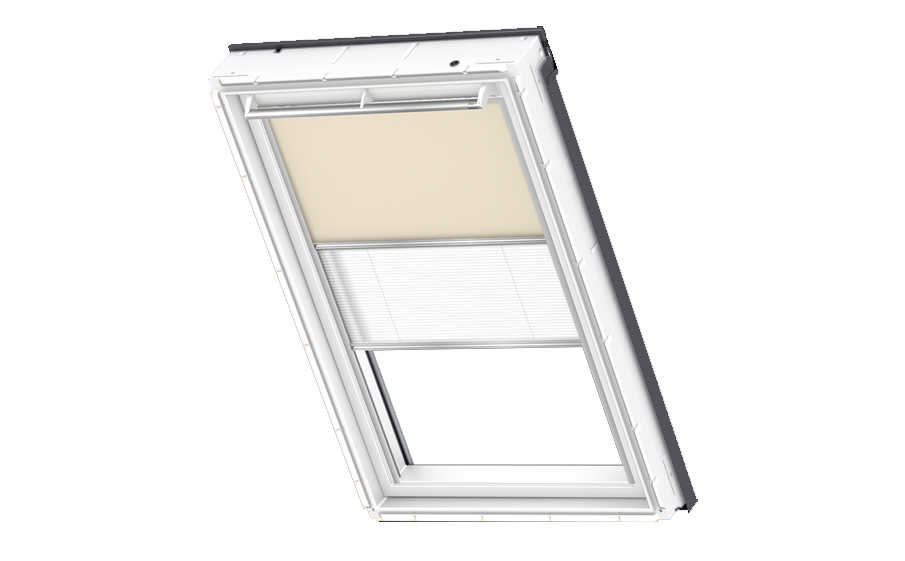 Затемняющая штора VELUX Дуо DFD 1085S, для окна 780*1180 мм, бежевый/белый