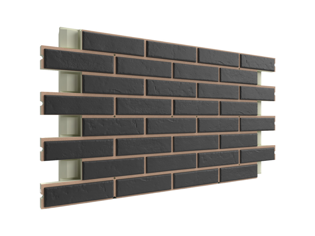 Термопанель ППУ с клинкерной плиткой толщиной 12 мм BestPoint Classic Graphite 1166*616*65 мм