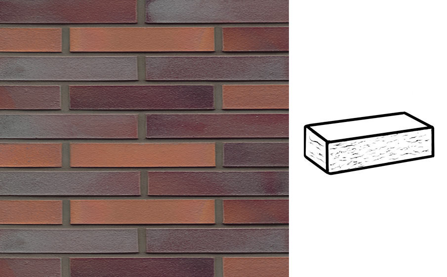 Кирпич клинкерный Muhr 12 Blaurot-bunt рустик, 240*90*40 мм